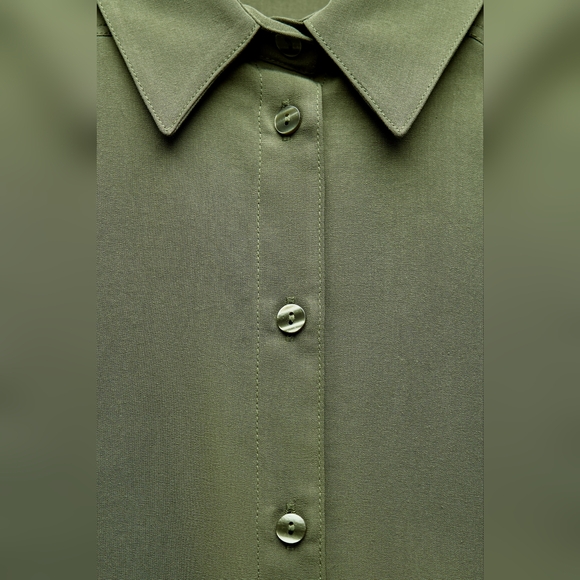 ZARA LYOCELL CROPPED SHIRT - Picture 8 of 9